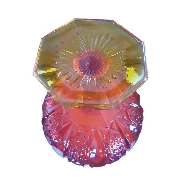 Vtg. Imperial Ruby Amberina Pressed Glass Pedestal Compote Candy Dish - Picture 5 of 5